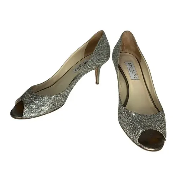 Jimmy Choo Isabel Champang Glitter High Heels Sz EU39 US9 - Picture 3 of 15